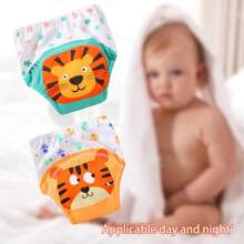 4 Stück dünne positionierte Tierdruck Baby Jungen/Mädchen Trainingshosen, weich & bequeme wiederverwendbare Stoffwindeln, unverzichtbares Geschenk für Babys