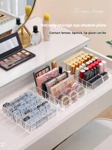 1 pieza Organizador de paleta de sombras de ojos, Organizador de maquillaje para paleta de sombras de ojos y organizador de lápices labiales, Almacenamiento de maquillaje para cajón de tocador, Sombras de ojos, Lápices labiales, Almacenamiento de cosméticos modernos, Paleta de maquillaje compacta Organizar, Para encimeras de baño, Tocadores