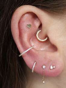 1 pieza Aro de septum con bisagra y circonita, 16G acero inoxidable hipoalergénico negro de 8mm para cartílago helix; Arete de daith de 6mm chapado en oro de 18K; Juego de joyería para perforaciones en concha, trágus, lóbulo, orejas de 10mm, cejas/ombligo; Decoración de joyería para perforación corporal para mujeres y hombres