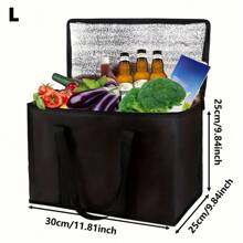 1 pezzo Borsa termica portatile di grande capacità, con 3 strati di isolamento, in tessuto non tessuto PVC, mantiene il cibo caldo/freddo per 1,5 ore, rivestimento in alluminio facile da pulire, isolamento in schiuma, con manico