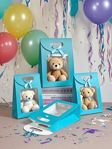 6/10 piezas Bolsas de papel kraft blanco con ventana transparente, bolsas de regalo a granel con asas, bolsas de regalo de papel, bolsas de compras blancas, bolsas de embalaje de regalo con moño para boda, despedida de soltera, cumpleaños, fiesta navideña, tienda minorista, marrón - Blanco - Ver 6