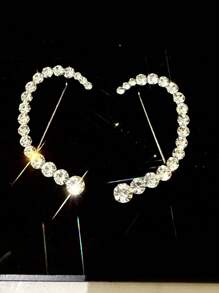 1 pieza Pendiente tipo cuf asimétrico de cristal a la moda, pendiente clip de oreja con rhinestones simétricos minimalistas para mujeres