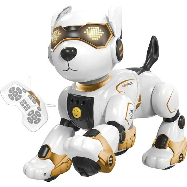 Chien robot, jouet RC programmable pour chien robot, rechargeable, simulation animale, commande vocale, contrôle gestuel, musique, danse, cadeau de Noël parfait