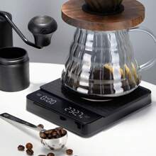 Balanza recargable de precisión 0.1 g para café de goteo, con cable de carga, tapete para café, balanza electrónica con temporizador, balanza digital en gramos para espresso, pelado con un toque, conversión de unidades, herramientas portátiles para café para dormitorio y tostado en casa
