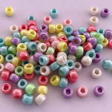 100pcs/Pack Assorted Shiny Colored Large Hole Pony Beads, Random Colors, Great For Braids