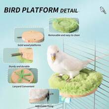 ITANDME Massivholz Vogelsitzstange für Käfige, abnehmbare Vogelkäfig-Sitzstange, Klettersitzstange für Vögel, abnehmbare Polsterung & einfach zu reinigende Papageiensitzstangen, Vogelkäfig-Zubehör für Wellensittich, Nymphensittich, Sittich