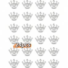 New All Crown Brooch Pins For Women Fashion Rhintone Gold Sier Crown Brooch For Men - 24PCS銀 - 查看 1