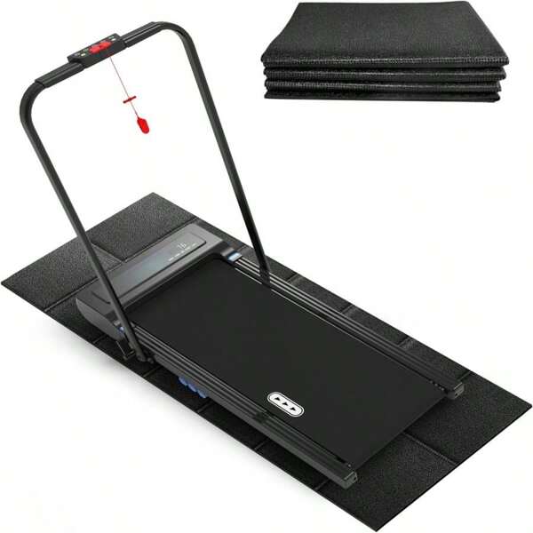 CIIHI Foldable Rubber Treadmill Mat - Walking Pad Mats For Home Fitness - Bike Gym Mat In High Resilience, Floor Protector With Non-Slip Texture, Easy To Clean