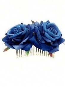 Pettine per capelli da sposa con rose di stoffa vellutata, accessorio per capelli con doppia rosa, per pettinatura raccolta, adatto per San Valentino, pettini per capelli laterali