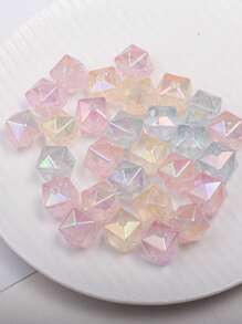 10 pièces Perles à trou droit en forme de rhomboïde géométriques de style aléatoire avec saupoudrage doré. Accessoires de décoration pour la fabrication de bijoux, bracelets, chaînes de téléphone portable, porte-clés