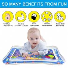 1pc Tummy Time Mat - Emotional, Visual & Intellectual Development, Crawling, Hands-On, Brain Stimulating, Grasping Sensorial Toy, Nurture Parent-Child Bonding, Suitable For Baby Boys And Girls, Inflatable Crawling Mat With Water