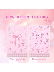 30/50pcs, Pink Bowknot Gift Bags, Bow Theme Party Tote Bags, Treat Bags Gift Bags Plastic Bags For Party Favors, Birthday Party Decorations, Princess Theme Party Decor, Bridal Shower Decor, Gift Wrapping Supplies