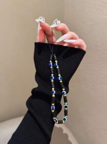 1 pieza Cordón para smartphone de cerámica suave con cuentas de ojo azul y ojo maligno de moda, adecuado como regalo para cualquier festividad