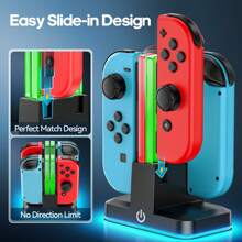 Ladegerät für Controller, 9 RGB-Beleuchtungsmodi, Ladestation für /Switch OLED Controller, Ladeanzeige, 4 Controller gleichzeitig laden, inkl. USB-C-Ladekabel