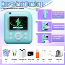 W&O 1080P FHD Screen Instant Print Digital Camera - With 3 Rolls Of Paper, 32G TF Card And Card Reader, Puzzle Games, 2.4 Inch Compact And Portable Design Outdoor Photography, Prefect Gift For Halloween Christmas And Thanksgiving. - Blue - View 4