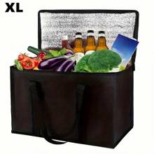 1 pezzo Borsa termica portatile di grande capacità, con 3 strati di isolamento, in tessuto non tessuto PVC, mantiene il cibo caldo/freddo per 1,5 ore, rivestimento in alluminio facile da pulire, isolamento in schiuma, con manico