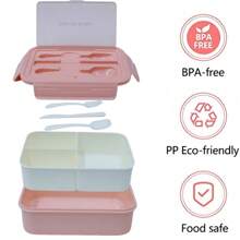 1 pezzo Lunch Box rosa con posate (aggiornamento rimovibile), Bento Box da 1400ml per bambini e adulti con 3 scomparti, Lunch Box adatto al microonde per lavoro, picnic, ufficio, conservazione degli alimenti, campeggio, ritorno a scuola, regalo di Natale