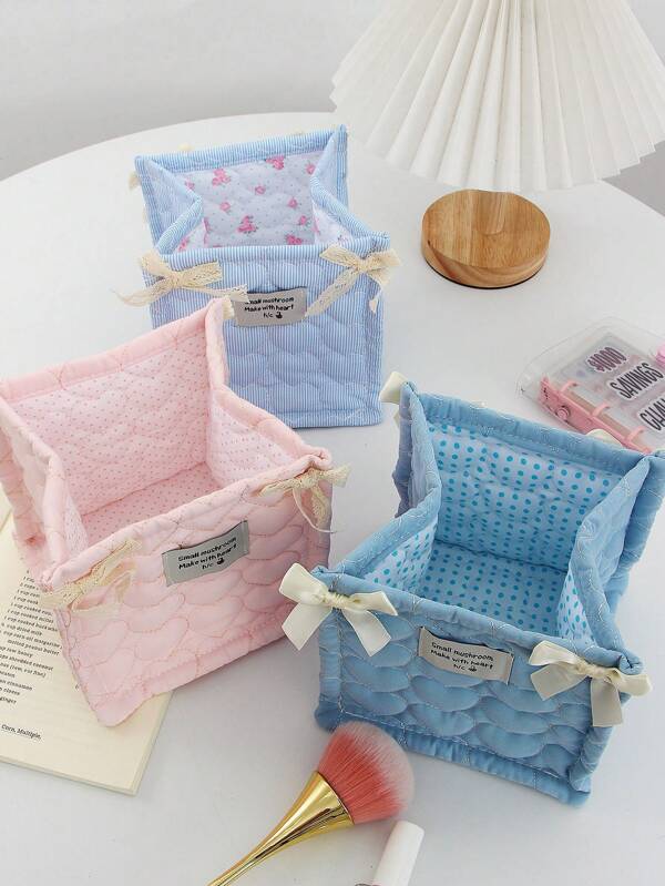 1 Storage Basket, Quilted Storage Bag, Pencil Case, Bedside Toy Storage, Cute Storage Basket, Household Items, Desktop Storage Basket Pen Holder, Sundries Storage Basket Bag