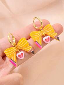 1 par de aretes con diseño de lápiz, regalos creativos de vuelta a la escuela para adolescentes, el mejor regalo para hijas y nietas - Multicolor - Ver 2