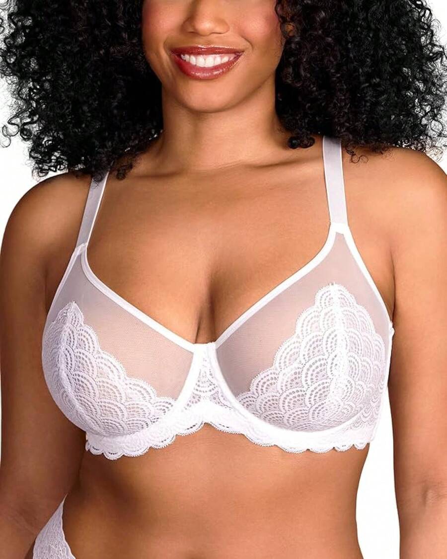 HSIA Minimizer Bras Women Large Bust Full Coverage Lace Plus Size Bra - Scales - White - View 1