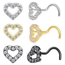 3PCS Heart Nose Studs Women Gold/Silver/Black 20G Nose Rings Studs Set Stainless Steel Nose Piercings Studs Jewelry - 3 Heart-shaped Nose Studs - View 7