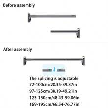 Adjustable Tension Rod - Made Of Stainless Steel With Plastic End Caps, Easy Installation Without Drilling, Suitable For Shower Curtains, Curtains, Closets, Balcony Drying - Available In Silver, Black, White And Grey Room Decor Bathroom Accessories Back To School