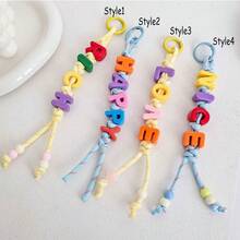 1pc Customized Colorful Braided Bag Charm Name Key Chain Acrylic Letter/Number Beads Gift For Family, Cute, Kawaii, Y2K, Personalized, Unique, Friends, Girlfriend, Anniversaries, Birthdays, Vacation, Travel, Maximalist, Backpack Accessory, Aesthetic - Multicolor - View 42