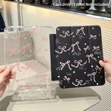 Schöne rosa Schleife beidseitig bemalte transparente kristallene Anti-Drop Schutzhülle, geeignet für iPad (A16) 11. Generation, 10. Generation 10,9, iPad 10,2 Zoll, 7/8/9, iPad Pro 11 Zoll, 2. Generation, 3. Generation, 4. Generation iPad Mini 7/6, intelligente Schlaf-/Aufwach-Funktion mit Stiftfach, Schutzhülle für Xiami Redmi Pad SE 11 Zoll 2023