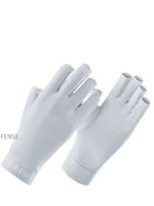 1pc UV Protection Half Finger Gloves, Solid Color Nail Polish Elastic Quick-Dry Sun-Shielding Gloves For Outdoor Sports In Summer