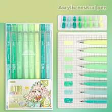1 Box 9PCS Quick-Drying Gel Ink Pens, Medium Tip (0.5mm), 9 Colors, Plastic Material, Ideal For Drawing And Journaling