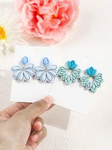 2 Stücke Frühlingsblumen-Ausstecher aus Polymer Clay, Boho Florale Ausstecher aus Polymer Clay für die Schmuckherstellung aus Polymer Clay, 3D-gedruckte Tonausstecher, Schmuckherstellungs-Werkzeug-Kits, Cut Out