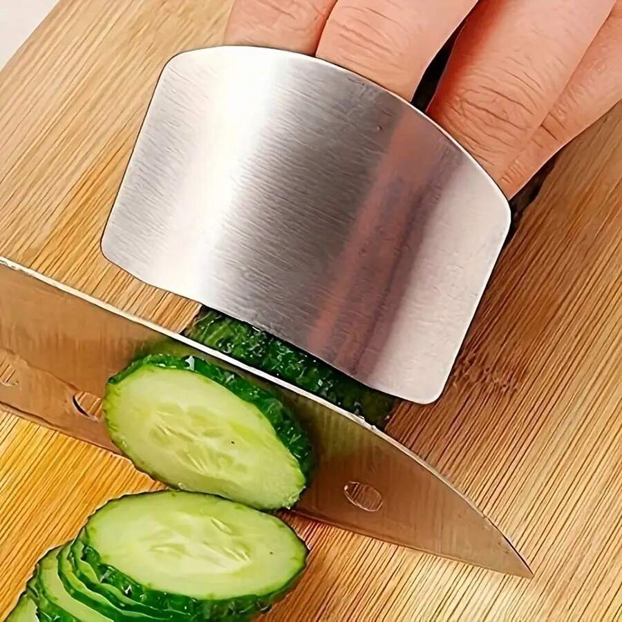Stainless Steel Finger Protector Double Fit Protection Shield 2 Fingers Slicing Cutting Chopping Vegetables Fruit Meat - 不銹鋼 - 查看 1