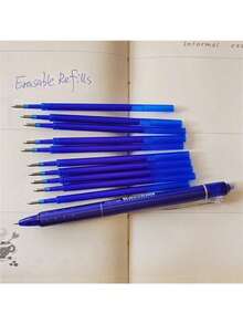 12 支/批按压式可擦凝胶笔套装，带替换芯，0.5 毫米黑色和蓝色凝胶墨水，内置橡皮擦，办公用品，考试文具套装，返校