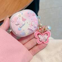 可爱粉色透明蝴蝶保护套，适用于 Redmi Buds 6 Active/5/6S/7S 蓝牙无线耳机、Redmi Buds 6/6Play/4Lite/6lite 充电盒、Redmi Buds 3pro/4Pro/5Pro/6PRO 耳机盒