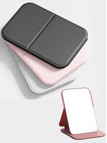 1pc Simple Bathroom Makeup Mirror, Portable Desktop Vanity Mirror, Office Desk Stand Mirror, Handheld Cosmetic Mirror, Adjustable Tabletop Mirror, Student Dormitory Dressing Table Mirror, Home Decoration, Room Decoration, Bathroom Accessory Valentine DAY, Bathroom Accessories Back To School