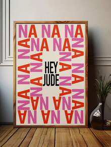 1 件无框 Hey Jude 歌词印刷品 独立摇滚乐队音乐艺术 演唱会印刷海报 礼物 - 彩色 - 查看 1
