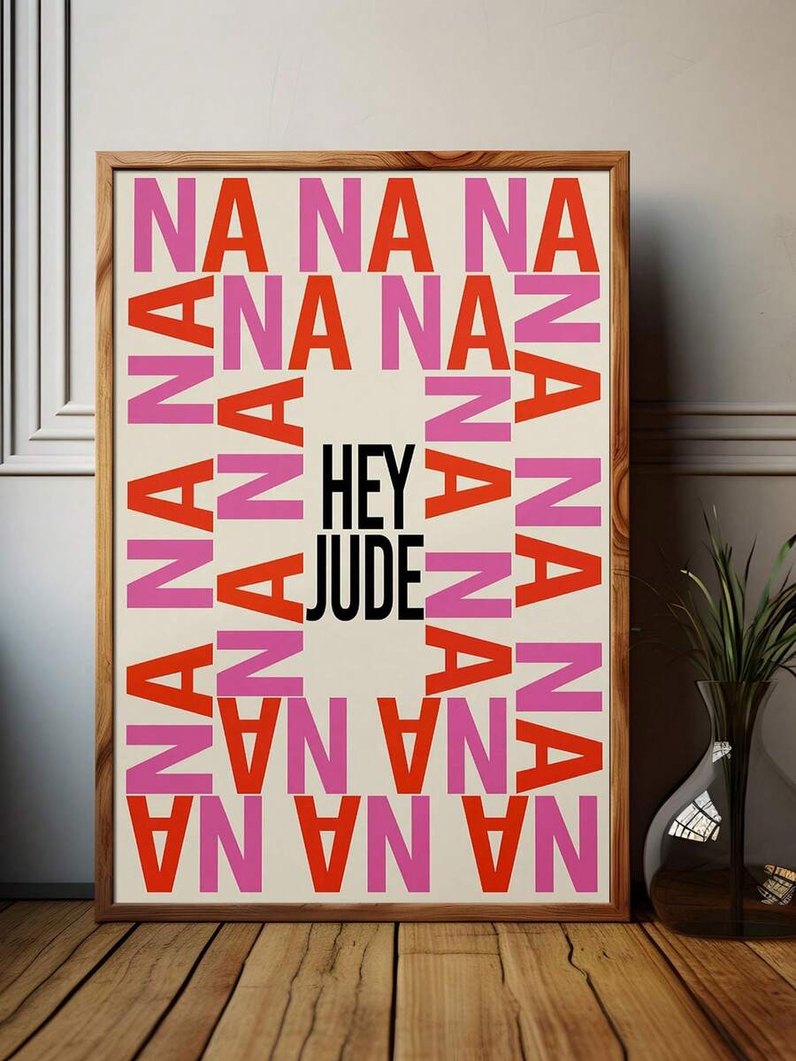 1 件无框 Hey Jude 歌词印刷品 独立摇滚乐队音乐艺术 演唱会印刷海报 礼物 - 彩色 - 查看 1