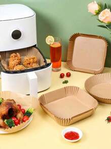 100/200pcs Air Fryer Paper Liners, 6.5 Inch, Oil-Proof, Waterproof, Baking Paper, Suitable For Air Fryer, Baking, Microwave