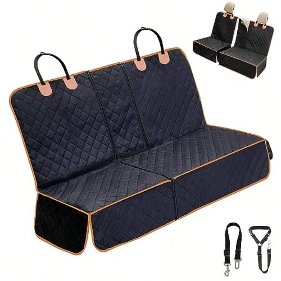 4in1 Dog Car Seat Cover For Back SeatConvertible Front Seat Covers HeavyDuty And Nonslip Backseat Protector Cover For Cars Trucks SUVs BlackOrange[Spot Goods] - BenchBlack&Orange54"*48" - View 1