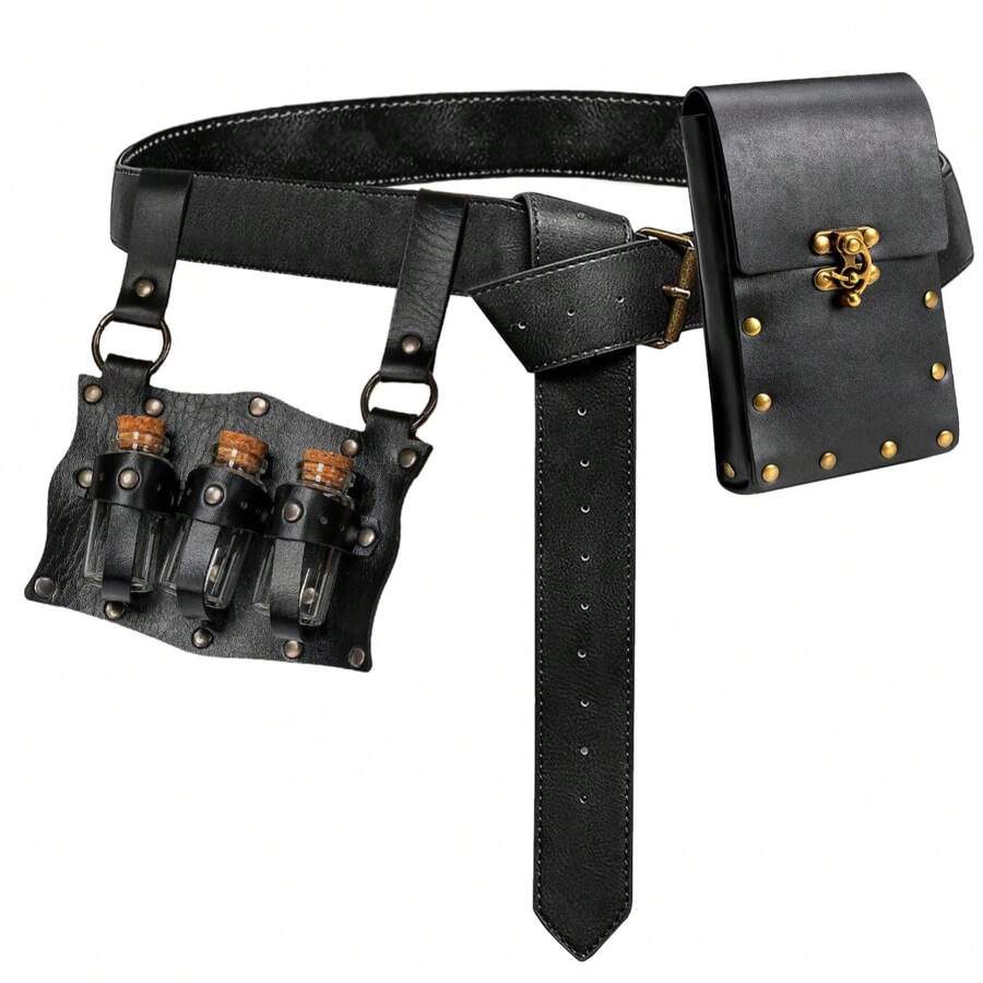 Medieval Renaissance Belt Pouch With Potions - Halloween Viking Costume Hobbit Cosplay Renfaire Accessories For Men Women - A - 查看 1