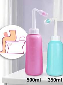 1 pièce Accessoire de toilette pour l'essuyage, brosse de bain à manche long pliable allongé, nécessaire de nettoyage portable avec bouteille de bidet et sac de transport. Soins personnels de salle de bain.