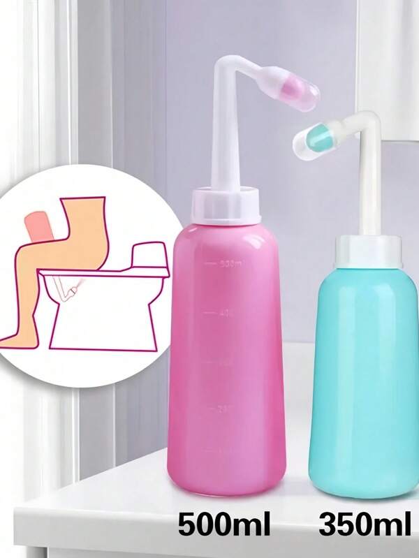 1 pièce Accessoire de toilette pour l'essuyage, brosse de bain à manche long pliable allongé, nécessaire de nettoyage portable avec bouteille de bidet et sac de transport. Soins personnels de salle de bain.