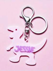 Custom Acrylic Dinosaur Alphabet Keychain - Personalized Name Letter Charm With Metal Ring - Elegant 3D Keyring For Bags, Backpacks, Keys - Ideal Back-To-School, Halloween, Gift Back To School Winter Gift Ideas Boy Girl Valentine's Day