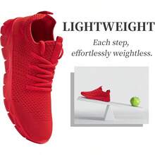 Lightweight Breathable Women's Tennis Shoes For Gym Workout - Red - View 2
