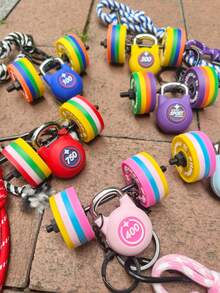 健身钥匙扣 健身房爱好者杠铃钥匙链 举重钥匙圈 硅胶杠铃片 健身房礼品 健身礼品 包饰 背包饰 - 彩色 - 查看 9