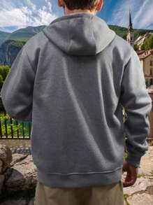 1 pezzo Giacca con cappuccio e chiusura lampo da uomo con tasche, felpa foderata in pile spessa, giacca casual sportiva da esterno adatta per escursionismo, jogging, attività sportive