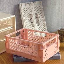 2pcs Mini Foldable Storage Basket, Collapsible PP Organizer Box For Kitchen, Bathroom, Office, Stationery, Notebook, Cosmetics Desk, Available In Multiple Colors, Desktop Organization Tool, Shelf Basket