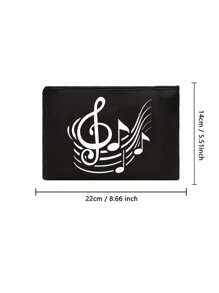 Vibrant Musical Note Print Canvas Cosmetic Bag, Durable, Versatile, And Stylish Shopping Companion -Perfect Gift For Music Fans , Travel Small Items Portable Storage Pouch, Gift,Makeup Bag,Women's Simple And Large Capacity Travel Makeup Bag, Earphones,Data Cable,Accessory Storage, Coin Bag, Suitable For Men And Women, Birthdays, Holidays, Back To School, Vacation, Beach, Travel