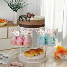 Set de 12 piezas/24 piezas de decoraciones en forma de oso de globos de color rosa y azul para decorar cupcakes de baby shower, revelación de sexo, decoración de fiesta de cumpleaños y pastel