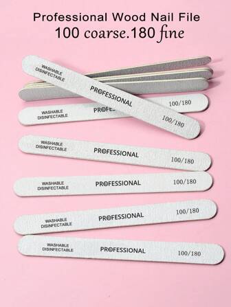 50 pezzi di lime per unghie professionali di alta qualità, strisce abrasive, barre per lucidare unghie, attrezzi personalizzati per riparazione bellezza, set di strumenti per manicure, con lima per unghie dritta da 100/180 grana, carta vetrata in legno da 180/240 grana doppia faccia, che può lucidare le unghie e rimuovere lo smalto. Si utilizza per unghie naturali, adatto per la cura di piedi, mani e unghie